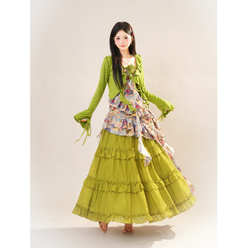 绿野玫瑰岛 复古油画风层层叠叠露背碎花吊带裙+半裙+开衫三件套,女装/女士精品,时尚套装,淘宝优惠券,粉丝福利购,淘宝优惠卷
