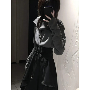 黑化执事 秋冬新款日系哥特暗黑设计感长袖上衣甜酷长裤显瘦套装