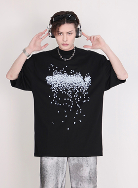 INGA重磅美式小众设计感短袖T恤男高级感痞帅炸街上衣体恤情侣潮