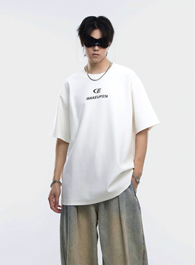 INVA美式重磅立体字母印花短袖T恤男女同款宽松休闲上衣情侣潮牌