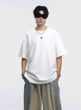 INVA国潮重磅美式刺绣蜘蛛短袖T恤男夏季新款休闲宽松纯棉上衣ins