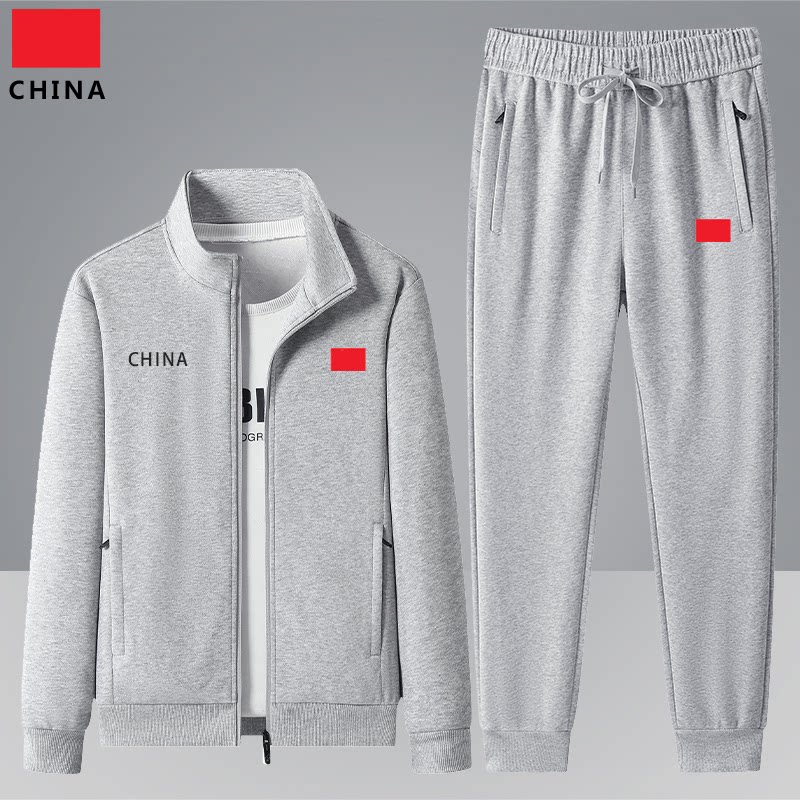 国家队运动套装男款春秋季两件装中老年爸爸休闲卫衣套装休闲服