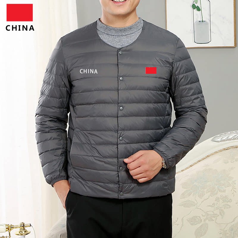 国家队秋冬男士内搭羽绒外套轻薄圆领短款羽绒服大码修身保暖冬季