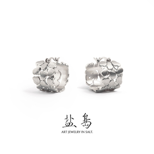 盐岛三层葫芦耳圈秋冬轻奢高级感独特设计师圈圈素圈白金色耳环女