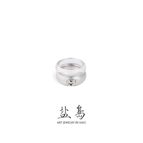 盐岛胖心双圈叠戴宽戒白水晶素圈戒指轻奢高级感设计小众新中式