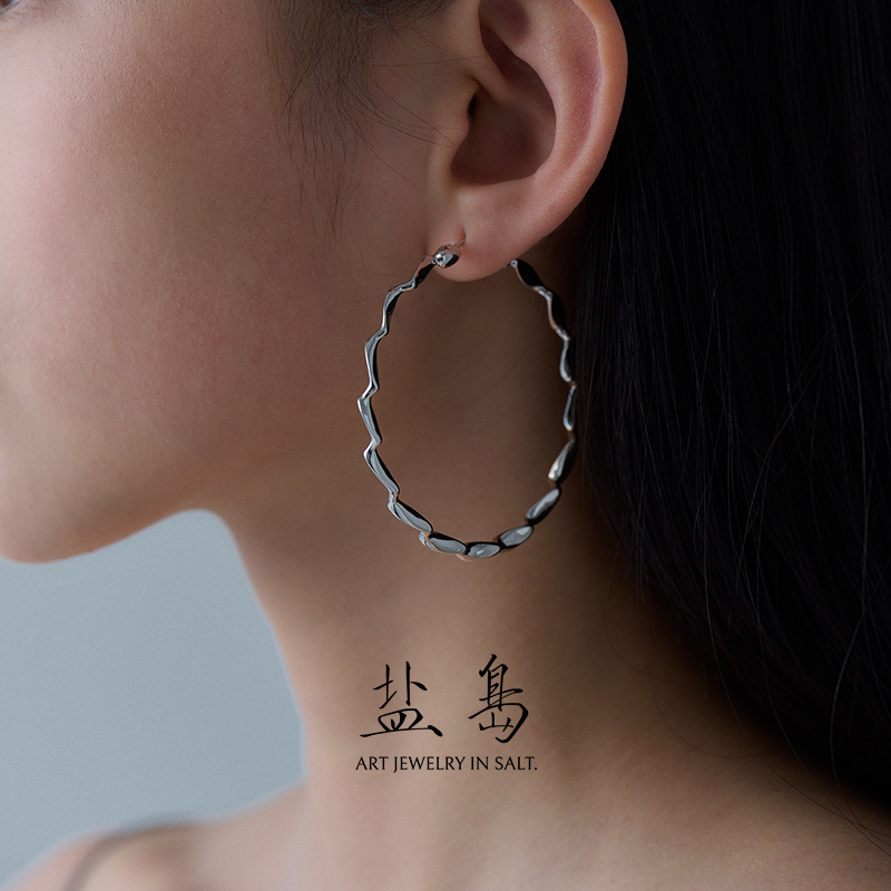 盐岛柳岩同款朦胧超大号细雨耳圈