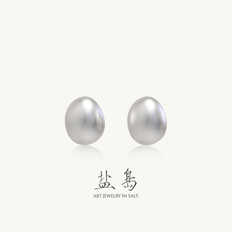 盐岛节气白露素金白金色耳钉简约大气女设计师原创轻奢高级感耳饰