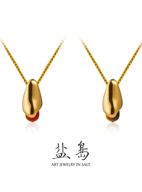 盐岛水滴虎眼石小挂坠项链金色简约叠戴吊坠精致小众美拉德锁骨链