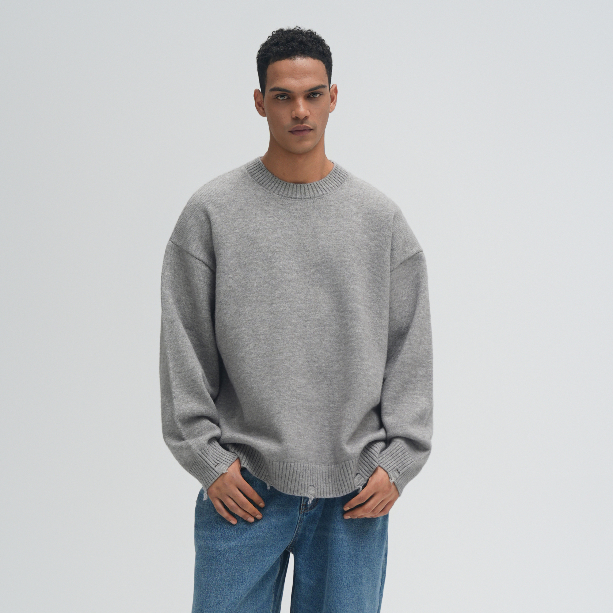 破洞套头毛衣保暖打底衫