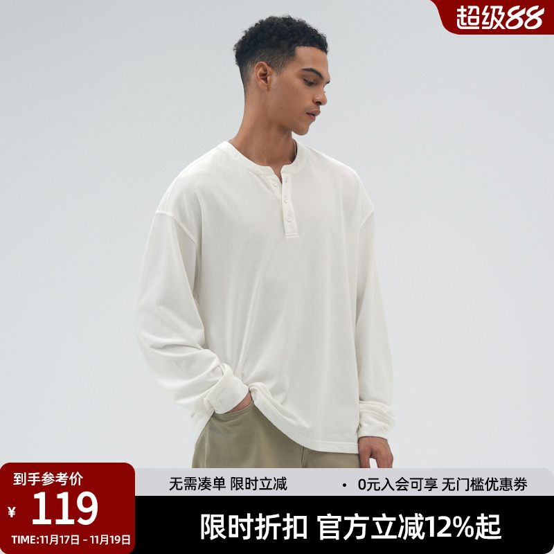 亨利领长袖t恤男简约休闲