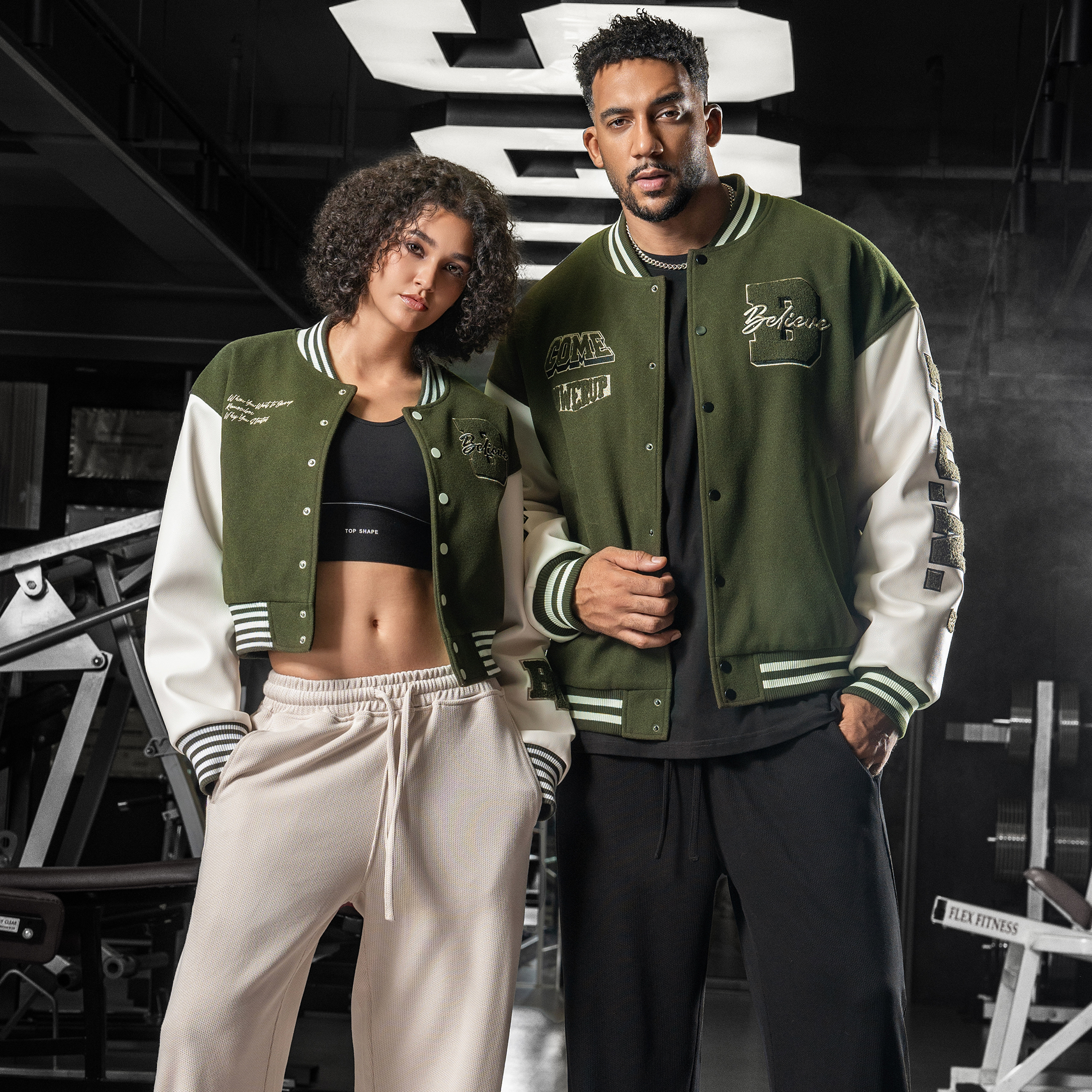 bdpowerup情侣装复古棒球服秋季新款美式拼接撞色宽松夹克外套