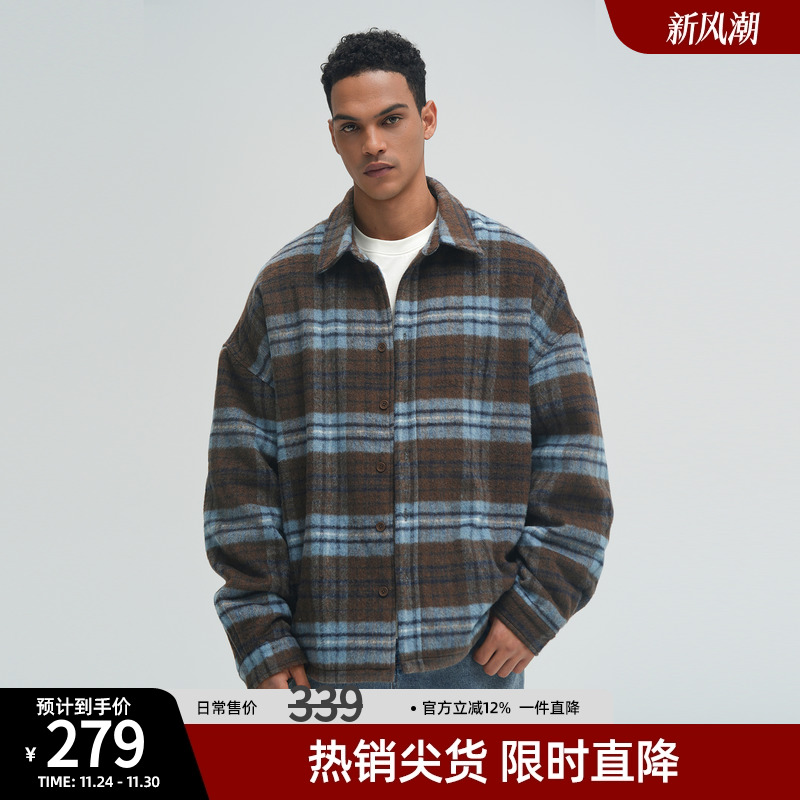 BD格纹羊毛加厚长袖衬衫