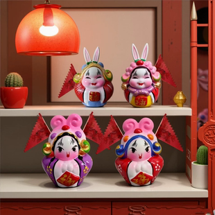 兔爷特色老北京兔儿爷泥塑小摆件福兔祥兔爷手工艺礼品原创送朋友