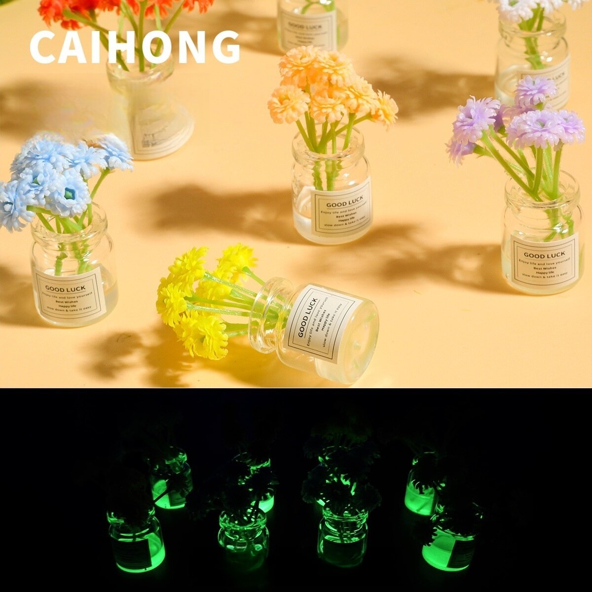 娃娃屋微缩配件玻璃瓶花束模型