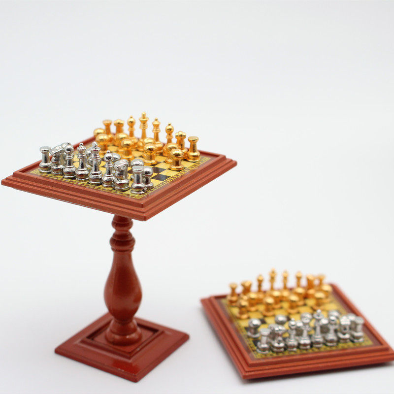 娃娃屋微缩国际象棋桌