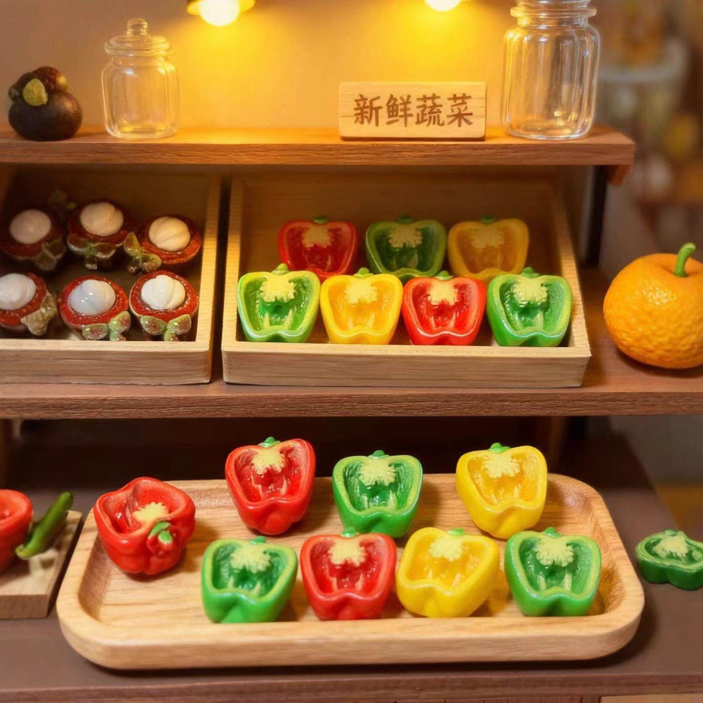三色彩椒娃娃屋微缩蔬菜DIY配件