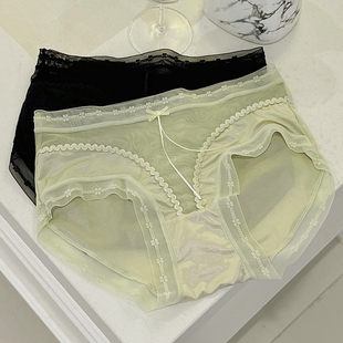 性感蕾丝女士内裤 法式 女透明桑蚕丝中腰女生三角裤 5条19元