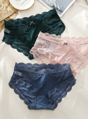 【5条19.9元】超薄飘飞透气孔性感蕾丝女士内裤 女全棉裆女生