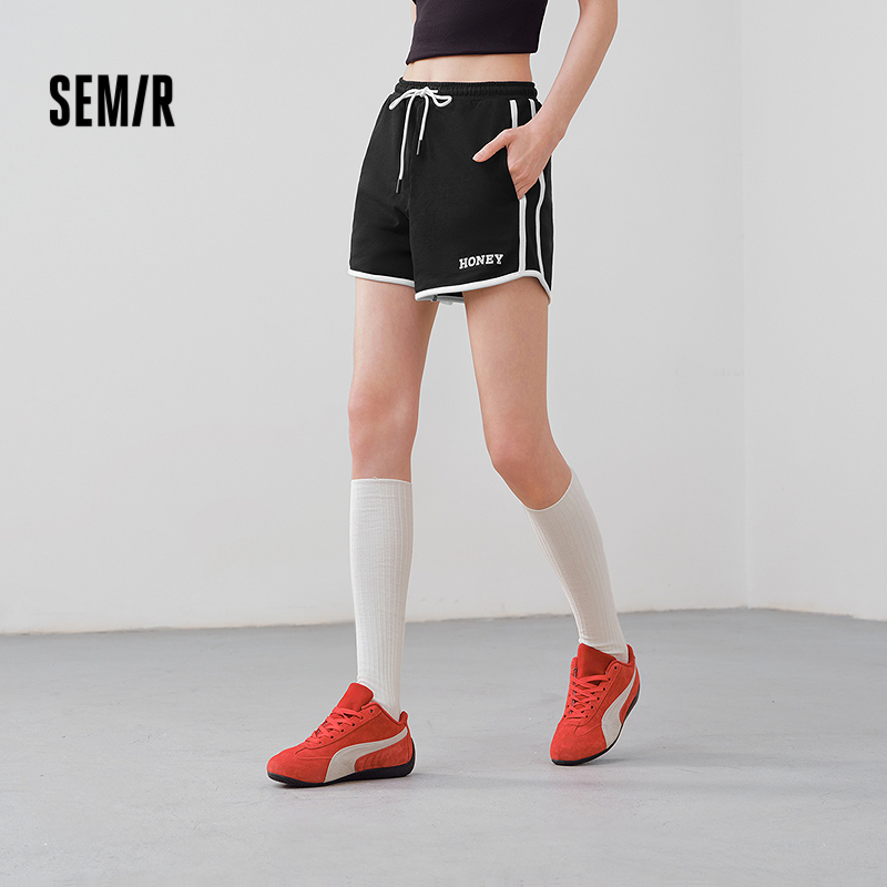 森马休闲裤女撞色运动风时尚夏季2025新款显瘦宽松字母A字短裤潮