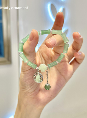 新中式端午节福禄竹节手串女2025新款节节高平安扣玉葫芦吊坠手链