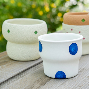 花信ins奶油风花盆彩色波点兰花绿植花卉盆栽水泥花盆小清新轻奢