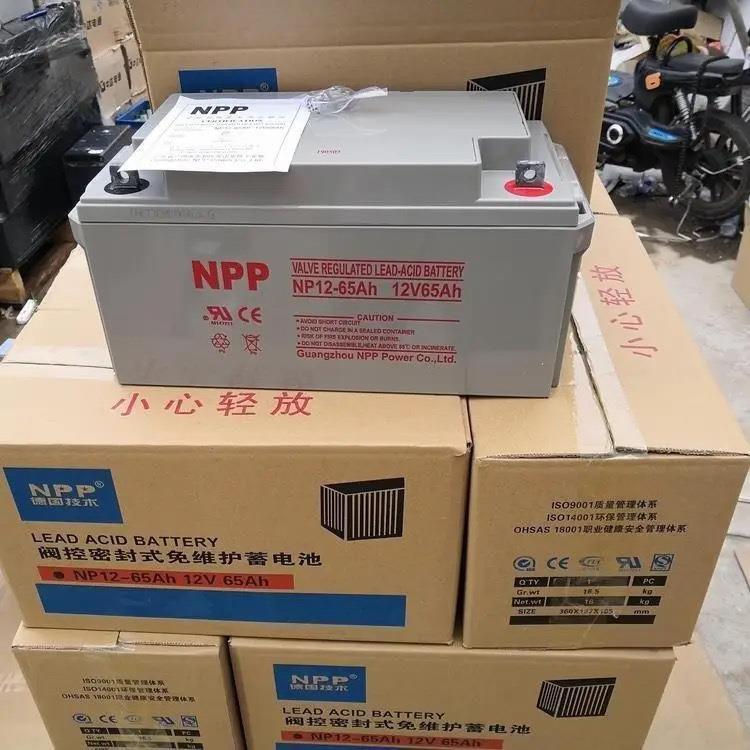 NPP蓄电池NP12-65阀控式储能蓄电池12V65ah太阳能免维护电瓶