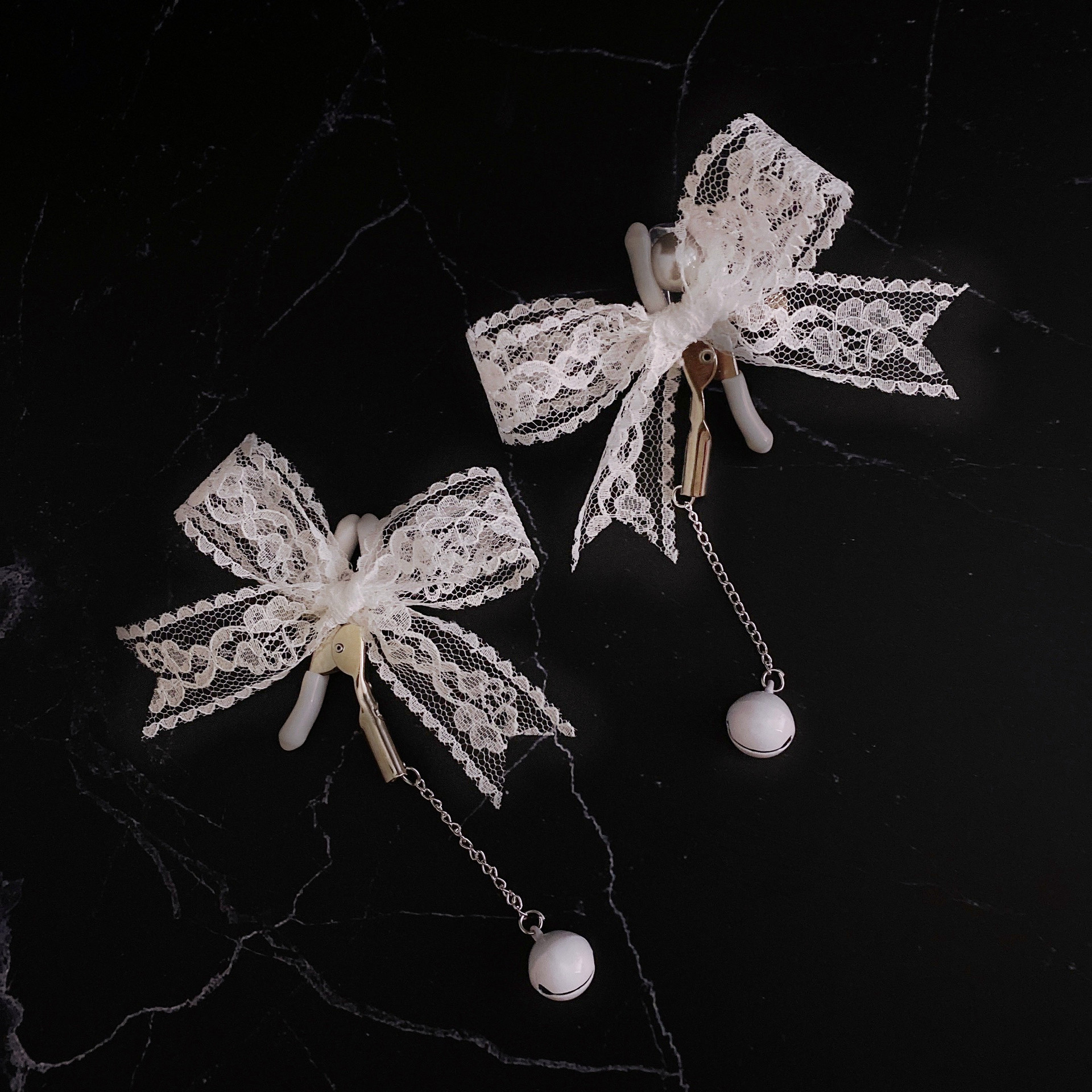 蕾丝蝴蝶结铃铛夹子金属夹