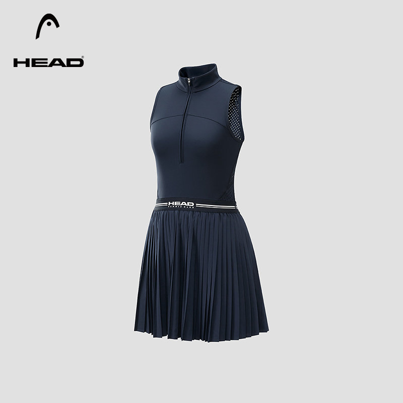 【防走光】HEAD海德网球运动连衣裙2026夏新款立领半开襟百褶裙女