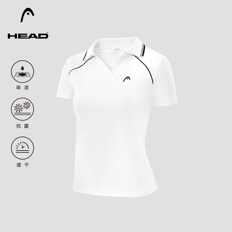 HEAD海德网球运动POLO衫2026夏季新款速干抗菌条纹撞色短袖T恤女
