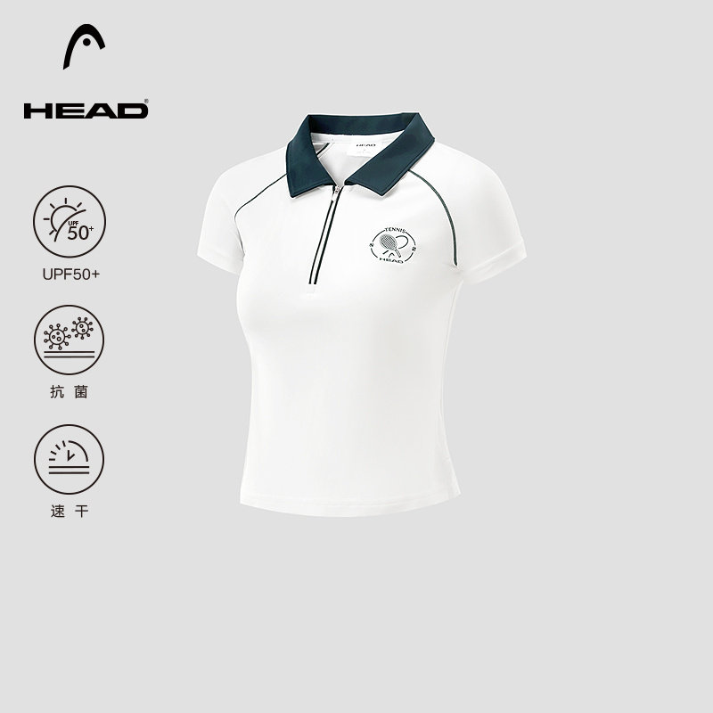 HEAD海德复古网球运动POLO衫2026夏季新款速干防晒抗菌短袖T恤女