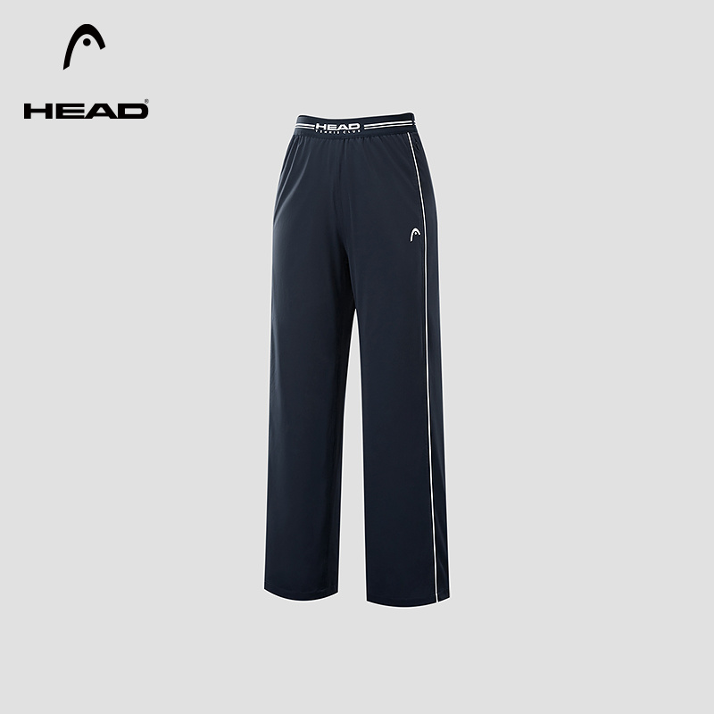 HEAD海德撞色复古网球梭织长裤2025秋季新款户外休闲直筒运动裤女