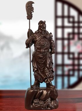 定制黑檀木木雕关公武财神关帝爷横刀立刀关二爷客厅摆设公司开业