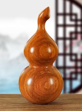 花梨木葫芦实木摆件纯木雕葫芦客厅玄关电视柜装饰乔迁送生日礼物