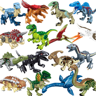 适用于乐高侏罗纪恐龙世界镰刀龙火盗龙霸王迅猛龙蛇颈龙积木玩具