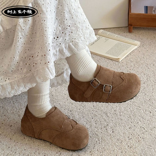 树上有个桃雕花勃肯鞋女2026春季新款百搭内增高休闲鞋配裙子单鞋