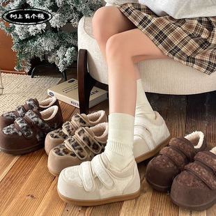 树上有个桃复古勃肯棉鞋女2025冬季新款百搭内增高加绒保暖雪地靴