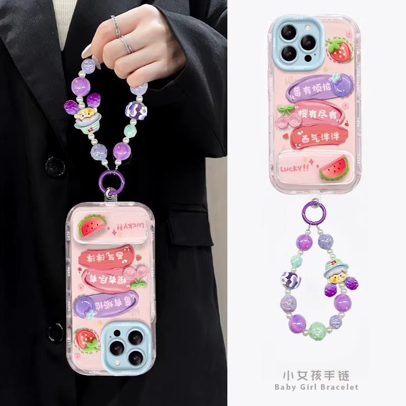 适用苹果16ProMax手机壳创意公仔iPhone15Pro彩色奶油壳14Plus卡通挂绳支架IP13多巴胺色系12Pro时尚ins风