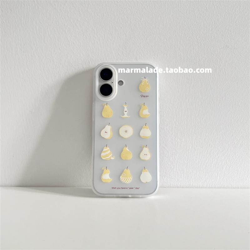 买什么手机壳小众创意花样小黄梨iPhone17手机壳包相机键16promax适用苹果15软壳14全包边13透白色12硅胶