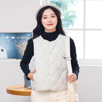 新款棉马甲女大衣内搭马夹叠穿2024秋冬轻薄短款休闲百搭外穿背心