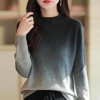 半高领渐变针织打底衫女2025新款春秋款内搭洋气大码女装秋冬毛衣