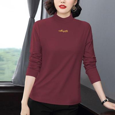 半高领纯棉打底衫女秋冬内搭可外穿修身中年妈妈秋衣长袖t恤上衣