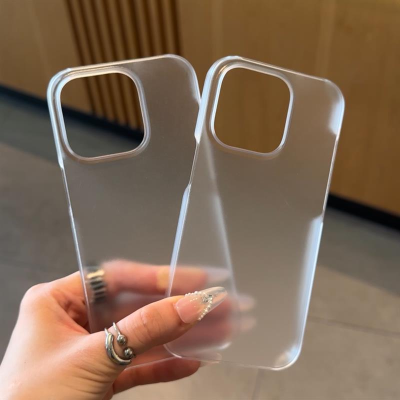超薄无边框PC透白适用苹果15promax手机壳iphone16pro新款14半包硬壳13简约个性12保护套11磨砂防摔男女14pro
