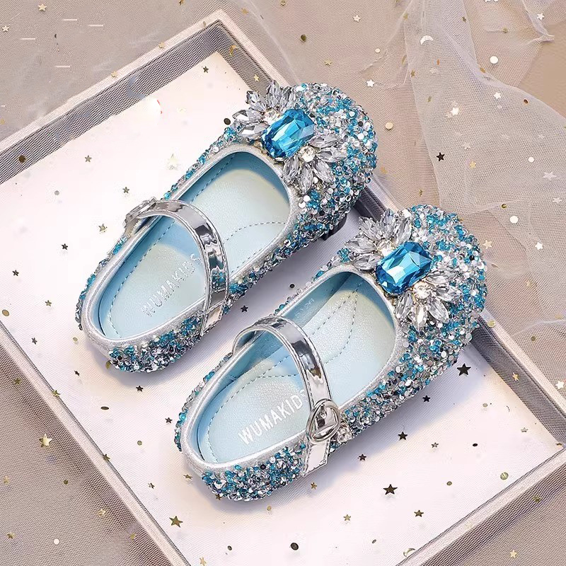 真皮女童鞋儿童公主鞋爱莎水晶鞋