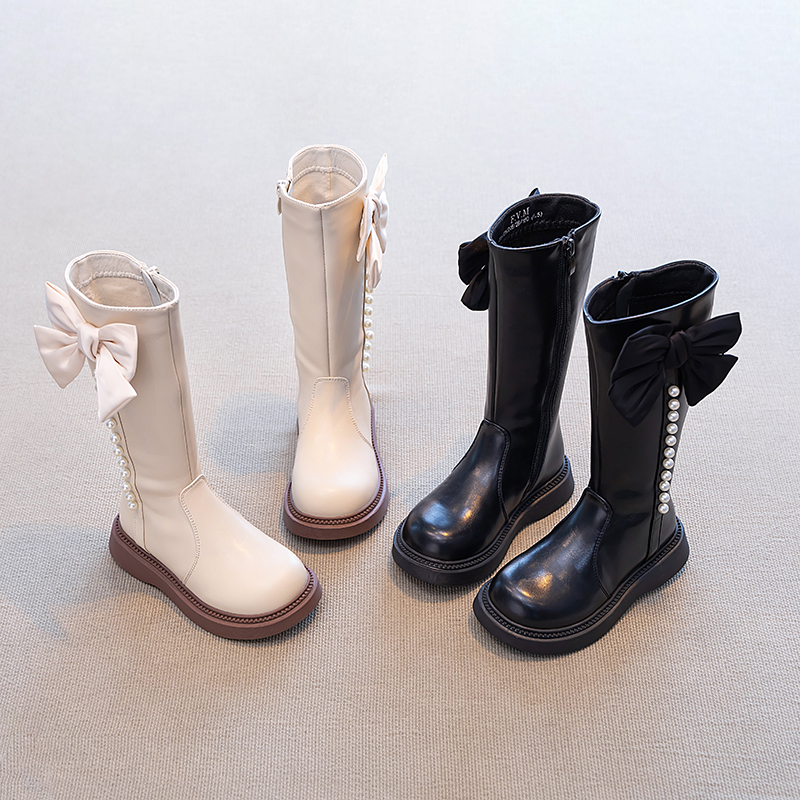 真皮女童鞋儿童长筒靴子高筒公主