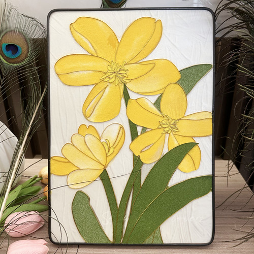 郁金香手工填色画掐丝珐琅diy