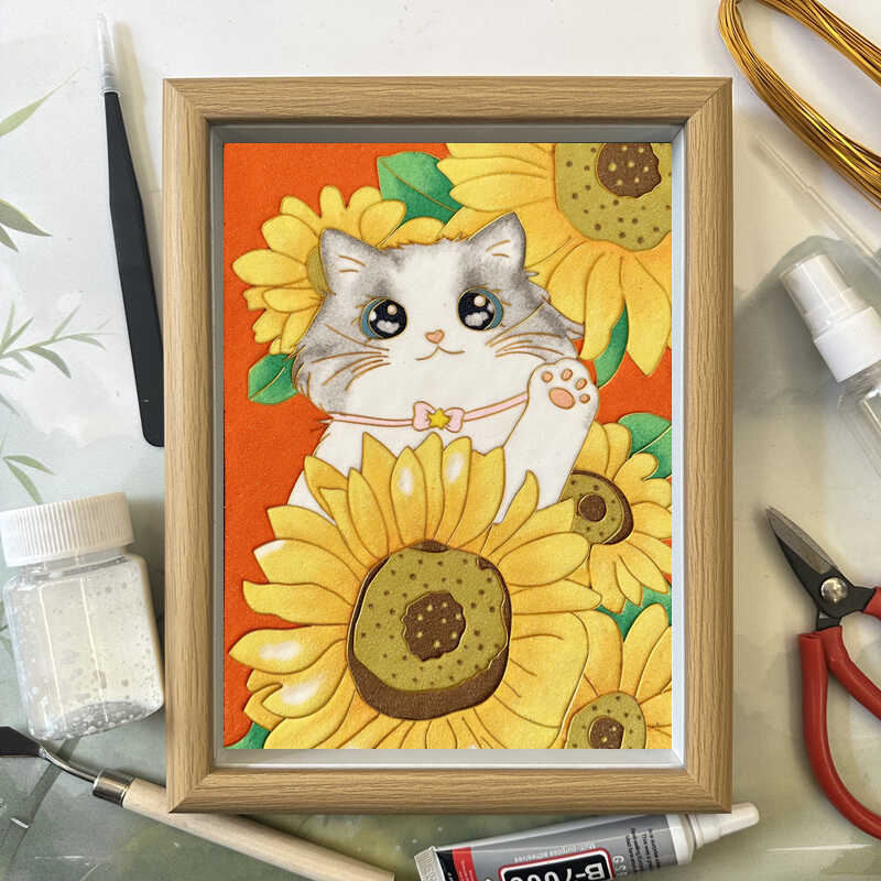 小清新猫咪立体相框掐丝珐琅画diy入门级亲子创意活动装饰礼物图片