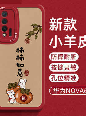 新款柿柿如意小羊皮华为nova6手机壳5g全包创意个性防摔适用huaweinova6se曲面屏网红男女款简约国风硅胶软壳