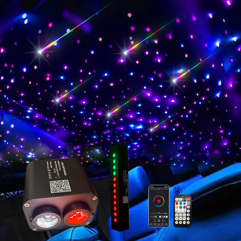 双色汽车星空顶车内饰顶棚滚轮转动光纤灯彩色流星机LED声控闪烁