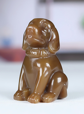 精雕和田玉籽料糖玉生肖狗手把件新疆玉器玉狗小摆件把玩件旺财