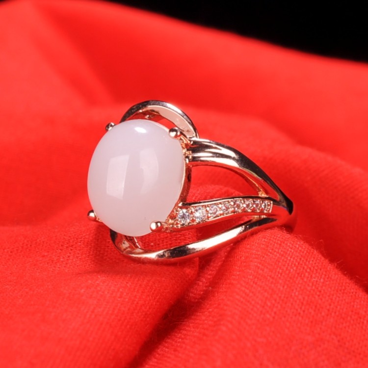 和田玉白玉戒指女款天然玉戒活口戒指玉指环女士天然玉石指环扳指